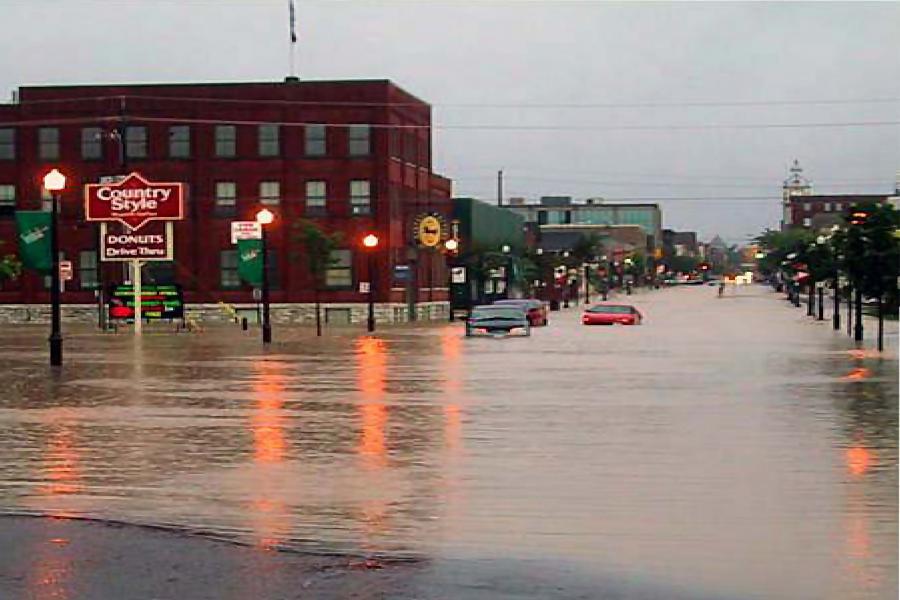 Image of Downtown Peterborough During the 2004 Flood
